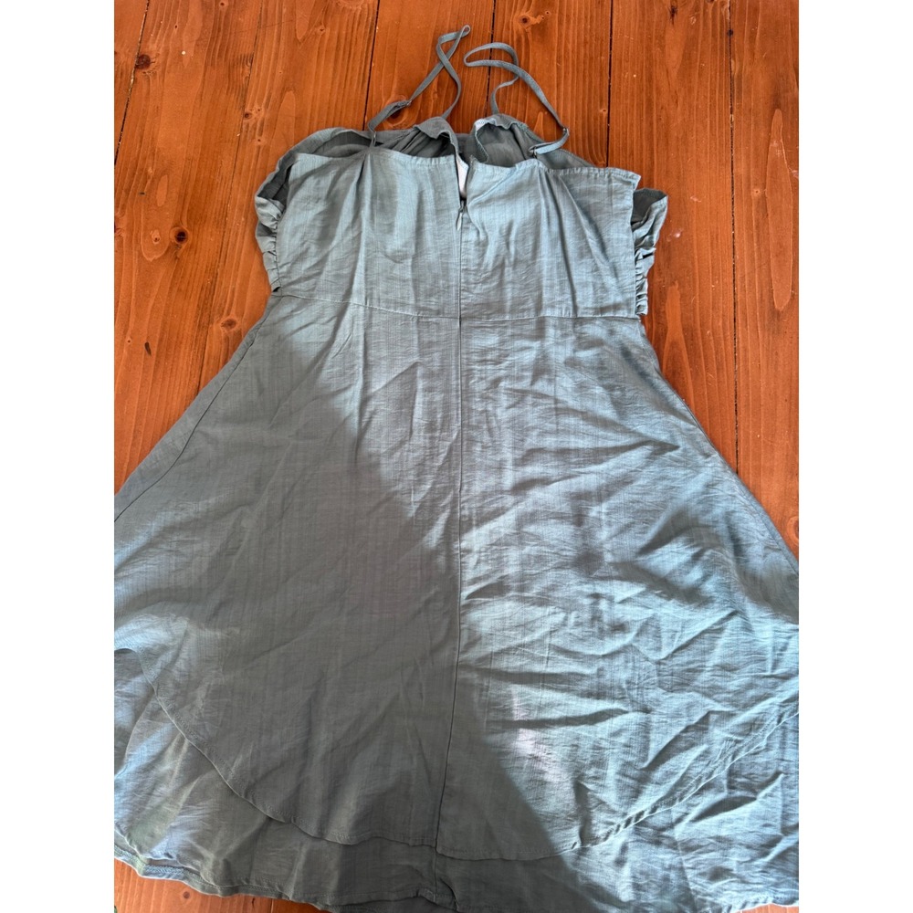 Lightweight Crinkle‎ Tiered Midi Dress Spaghetti Straps Teal Blue Casual